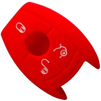 Silicone Car Key Cover Case with 3 Buttons for Mercedes Benz Red