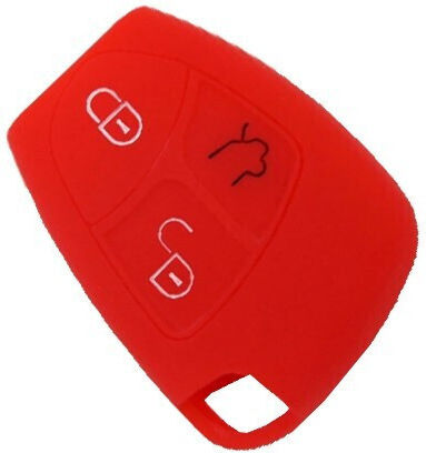 Silicone Car Key Cover Case with 3 Buttons for Mercedes Benz Red