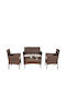 Outdoor Living Room Set Martin 4 Pieces Brown with Pillows