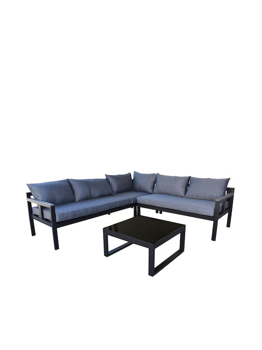 Outdoor Living Room Set with Pillows New York Black 2pcs