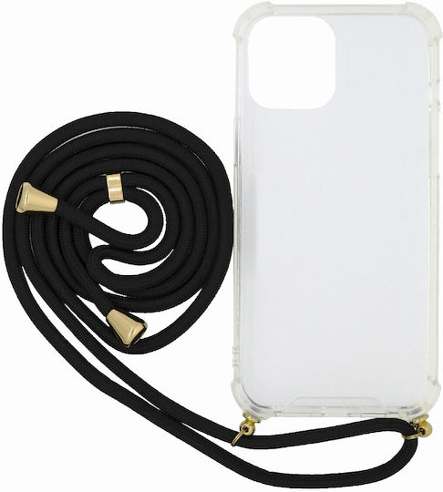 Mercury Strap Back Cover με Λουράκι Διάφανο / Μαύρο (iPhone 12 Pro Max)