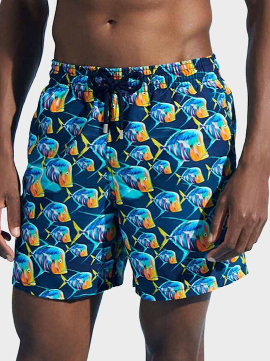 Costume De Baie Bărbați Pantaloni Scurți Albastru Cu Model