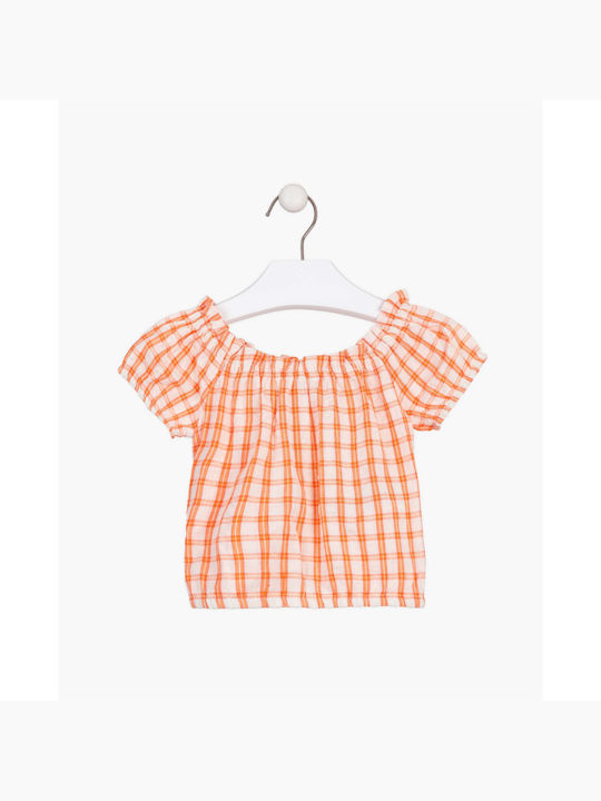 Losan Kids Blouse Short Sleeve Orange με Βολάν