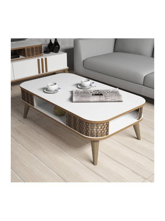 Rectangular Central Wooden Coffee Table Beige M105xW60xH34cm