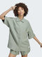 Lounge Terry Loop Kurzärmelig Damen Hemd Silver Green Monochrom