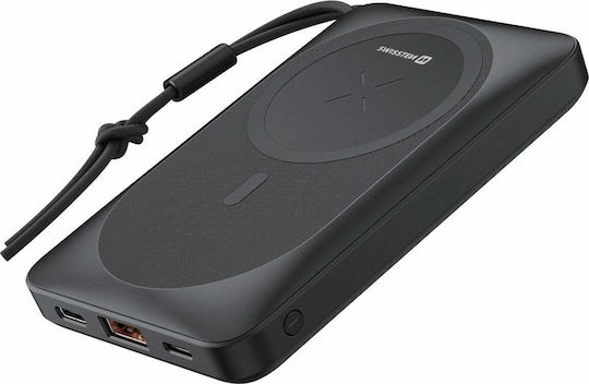 Swissten MagSafe Power Bank 10000mAh 20W με Θύρα USB-A και 2 Θύρες USB-C Power Delivery Μαύρο
