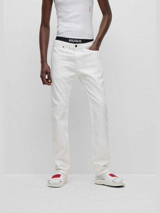 Hugo Boss Ανδρικό Παντελόνι Τζιν Ελαστικό σε Slim Εφαρμογή Λευκό
