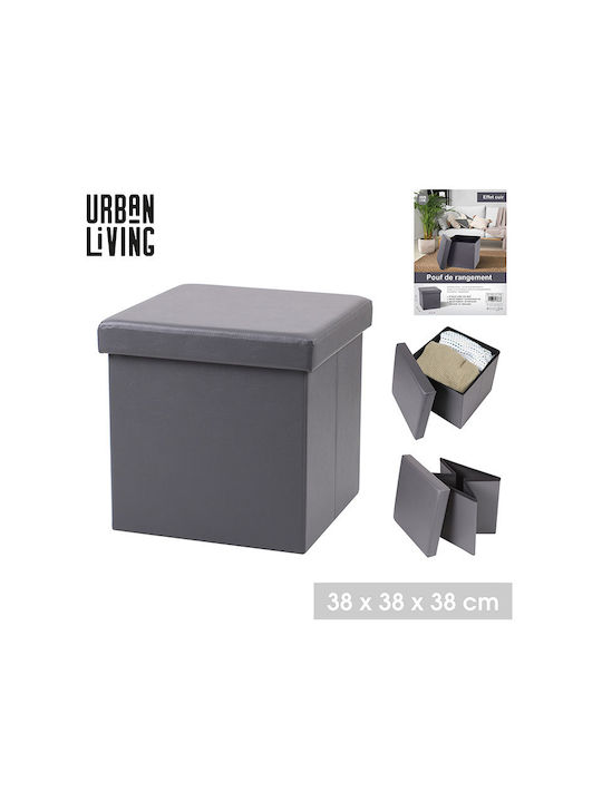 Stools For Living Room with Storage Space Upholstered with Faux Leather Gray 1pcs 38x38x38cm