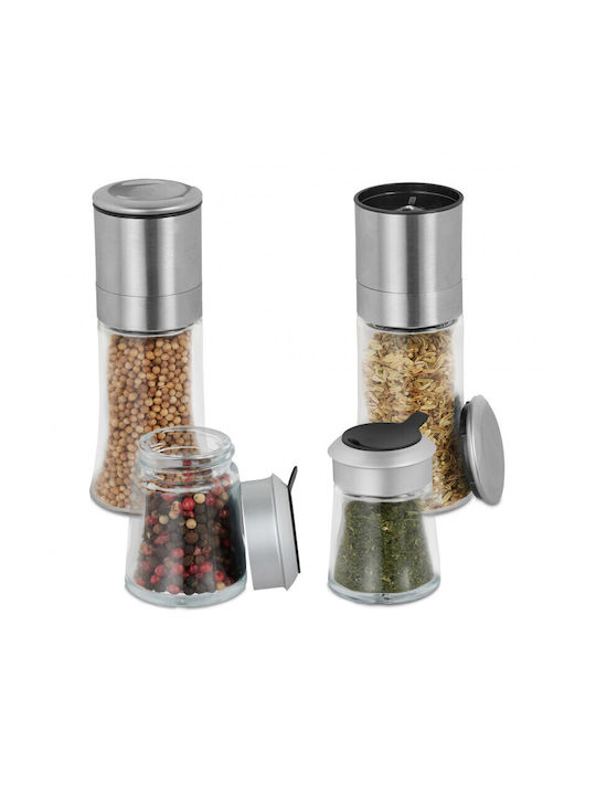 Relaxdays Tabletop Spice Jar Silver 4pcs