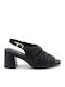 Leather Women's Sandals Anatomic with Chunky Medium Heel In Black Colour