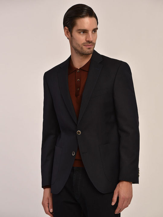 Semi-Canvas modern fit Kaiserhoff Dark Blue WOOL MONOCHROME Suit Jacket ALL DAY, BUSINESS, BLAZER