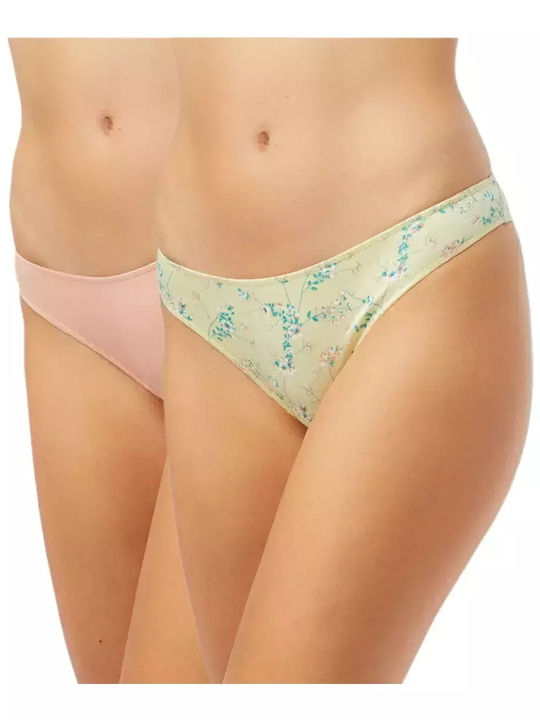 Minerva Fimelle Rio Women's Slip 2Pack Peach/Ye...