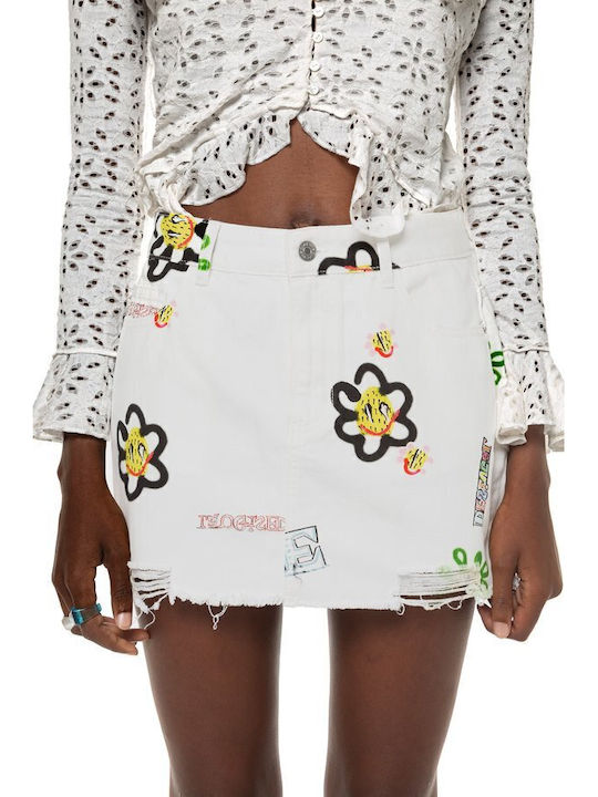Senda Denim Mini Rock Weiß