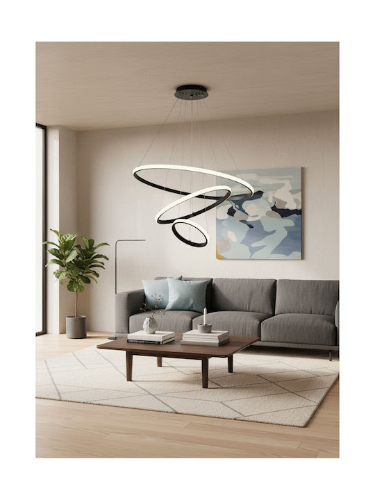 Powertech Verstellbare Deckenleuchte Schwarz LED mit Natürliches Weiß Licht 60x60cm