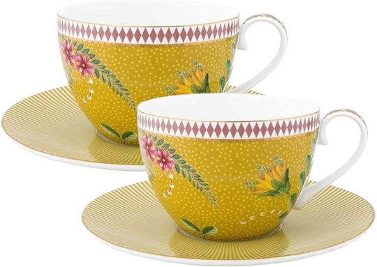 PiP Studio La Majorelle Set Tassen Tee aus Porzellan Gelb 280ml 2Stück