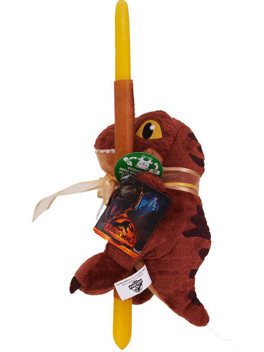 Easter Candle Dinosaur Round Handmade T-Rex Jurassic World Camp Brown