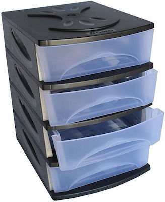 Bama Plastic Desk Organizer with 4 Drawers 26x35x39cm Black