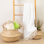 Borea Glamorous Beach Towel Cotton Ecru with Fringes 150x90cm.