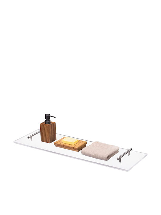 Navaris Acrylic Bath Tray Wall Mounted Bathroom Shelf Plastic with 1 Shelf 73x23x1cm