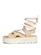 Mayze Women's Flat Sandals Flatforms in Beige Color