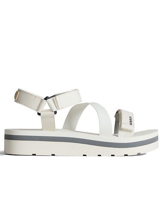 Napapijri Damen Flache Sandalen mit Riemen in Weiß Farbe