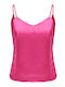 Women's Blouse Satin with Straps & V Neckline Fuchsia