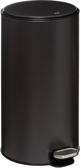 5Five Delta Metallic Waste Bin with Pedal Black 30lt