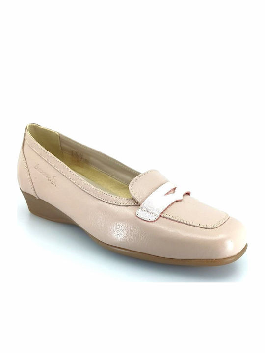 Boxer Δερμάτινα Γυναικεία Loafers σε Μπεζ Χρώμα