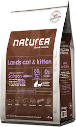 Naturea Lands Cat & Kitten Ξηρά Τροφή Γάτας με Σολομό 80% Meat Fish 0.35kg
