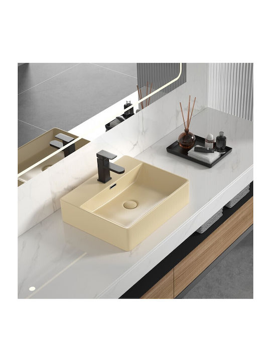 Inter Ceramic Επικαθήμενος Νιπτήρας Πορσελάνης 50x42x13cm Beige Matt