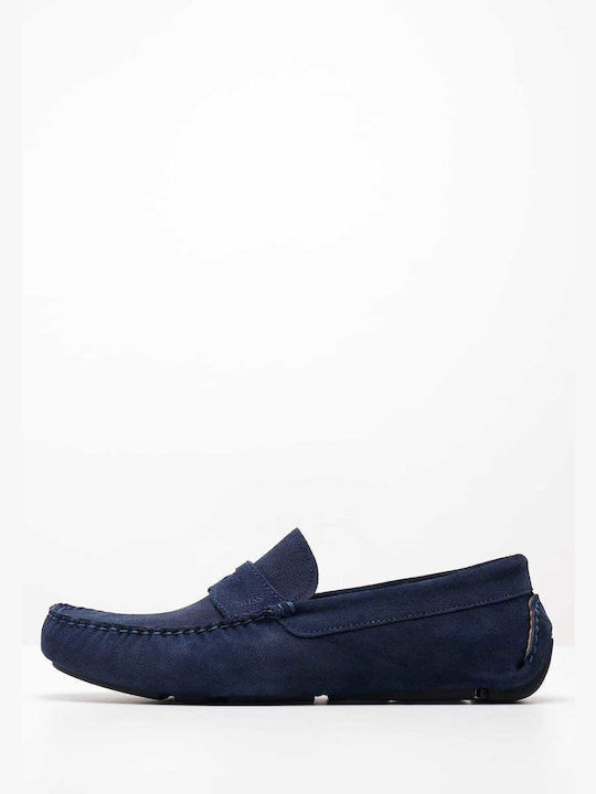 Boss Shoes Suede Ανδρικά Μοκασίνια σε Μπλε Χρώμα