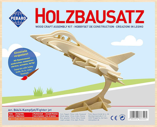 Pebaro Wooden Construction Toy Fighter jet for Children 6+ years old+ Years