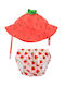 Zoocchini Kids Swimwear Swim Diaper with Hat Red-White