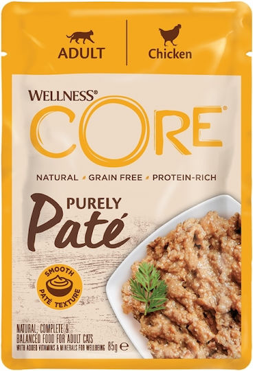 Wellness Core Pate Wet Food for Adult Cats in Pouches with Chicken Grain-Free 85gr
