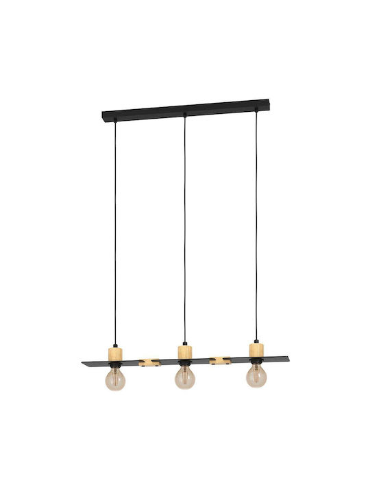 Eglo Bramerton Pendant Light Three-Light Rail for Socket E27 Black