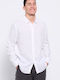 Funky Buddha Men's Shirt Long Sleeve Linen White