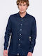 FBM007-00105 Long-sleeved Linen Shirt Navy Blue