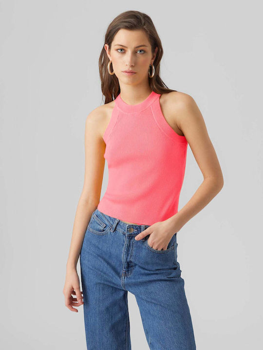 Vero Moda Damen Sommerliches Crop Top Ärmellos Coral