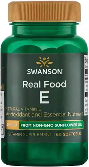 Swanson Real Food E Vitamin for the Skin & Antioxidant Action 400iu 60 softgels