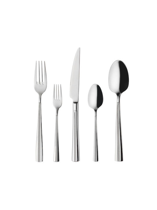 Ankor 30-Piece Stainless Steel 18/10 Silver Cutlery Set Stripe