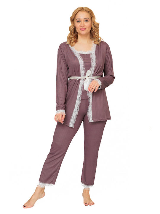 Women's Set of Pajama Set with Lace (20413)