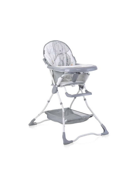 Lorelli Bonbon Pliabil Scaun de masă pentru bebeluși cu cadru metalic și scaun din material textil Cloud Grey Elephant