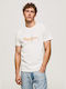 Pepe Jeans Ανδρικό T-shirt Off White με Λογότυπο