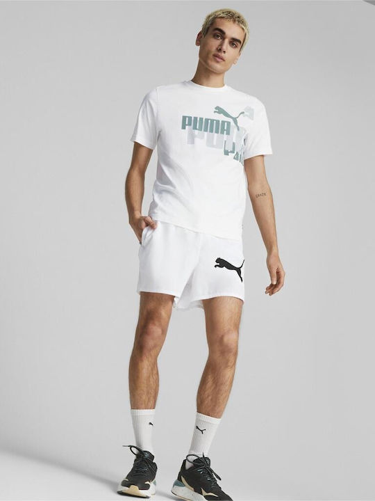 Puma Essential Logo Power Ανδρικό T-shirt Λευκό με Λογότυπο