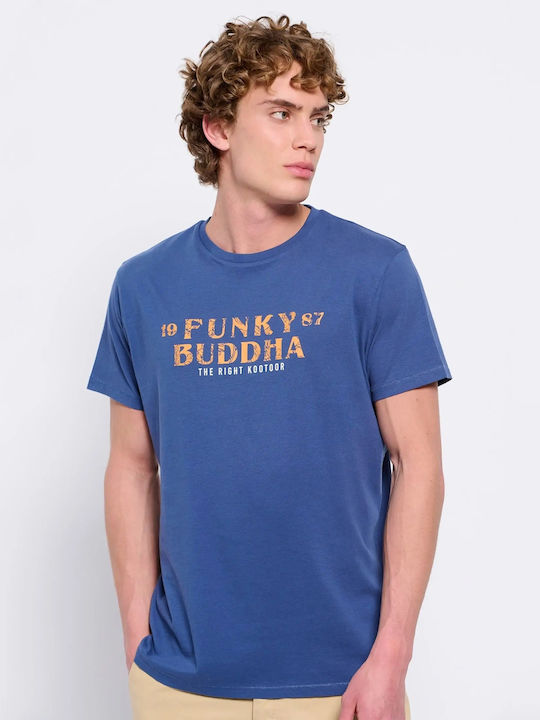 Funky Buddha T-shirt Bărbătesc cu Mânecă Scurtă Indigo Blue