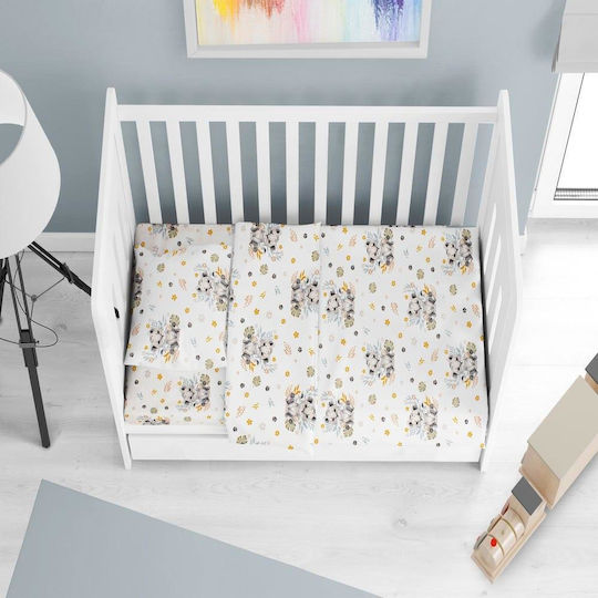Dimcol Lion Cub Baby Sheet Crib Cotton Gray 80x110cm