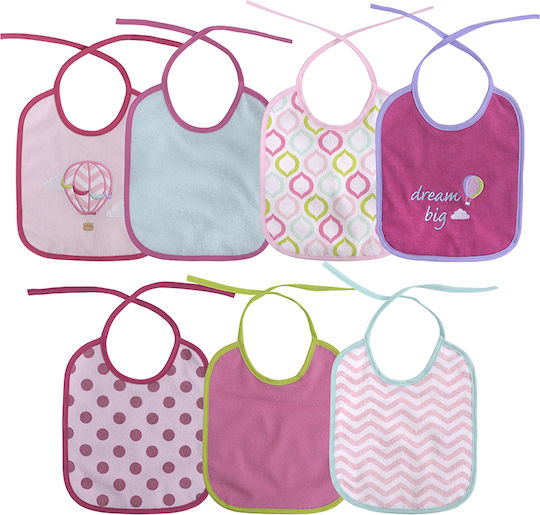 Lorelli Bib Fabric with Lace Band Pink for 0 m+ 7pcs