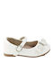 Kids Leather Ballerinas with Adjustable Metal Clasp White