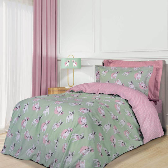 Das Home Σετ Σεντόνια Μονά Βαμβακερά Ροζ 170x260cm 3τμχ