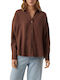 Vero Moda Women's Monochrome Long Sleeve Shirt Brown